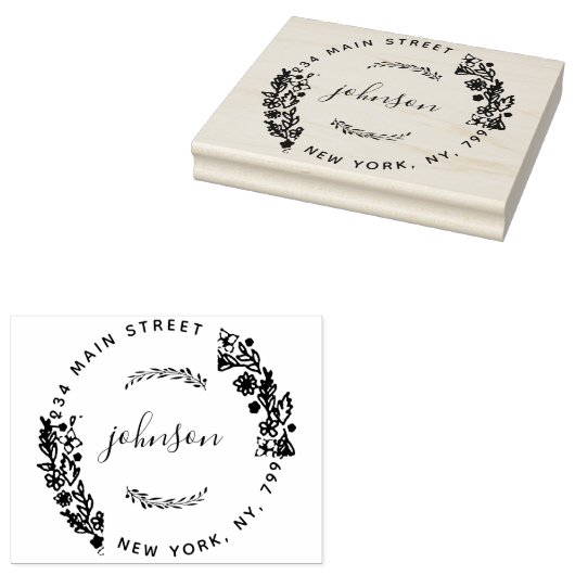 Creëer Uw eigen moderne bloemrijke ronde retouradr Rubberstempel (Gestempeld)