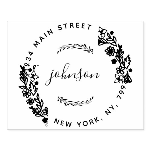 Creëer Uw eigen moderne bloemrijke ronde retouradr Rubberstempel (Afrduk)