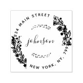 Creëer Uw eigen moderne bloemrijke ronde retouradr Zelfinktende Stempel (Design)