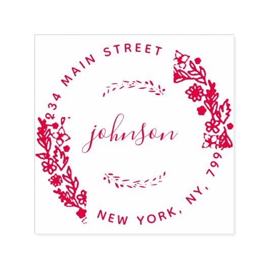 Creëer Uw eigen moderne bloemrijke ronde retouradr Zelfinktende Stempel (Design)