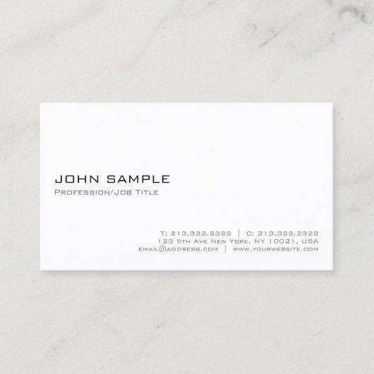 Creëer Uw eigen moderne Elegant White Minimalist Visitekaartje (Voorkant)