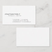 Creëer Uw eigen moderne Elegant White Minimalistic Visitekaartje (Voorkant / Achterkant)