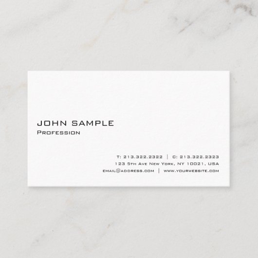 Creëer Uw eigen moderne Elegant White Minimalistic Visitekaartje (Voorkant)