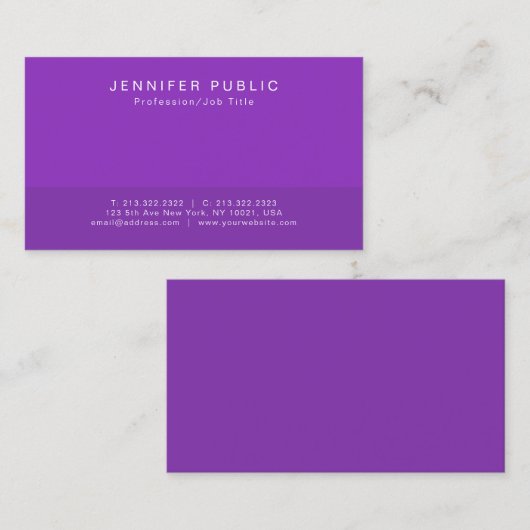Creëer Uw eigen moderne elegante blauwe violette v Visitekaartje (Voorkant / Achterkant)