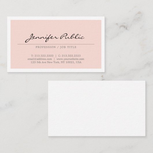 Creëer uw eigen moderne, elegante, dubbelroze, een visitekaartje (Voorkant / Achterkant)