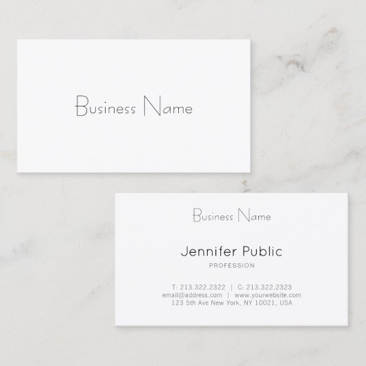 Creëer Uw eigen moderne elegante eenvoudige Sjablo Visitekaartje (Voorkant / Achterkant)