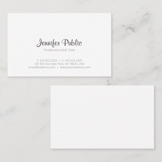 Creëer Uw eigen moderne elegante minimalistische v Visitekaartje (Voorkant / Achterkant)