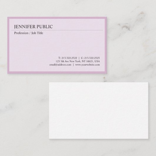 Creëer Uw eigen moderne, elegante ontwerpschone le Visitekaartje (Voorkant / Achterkant)