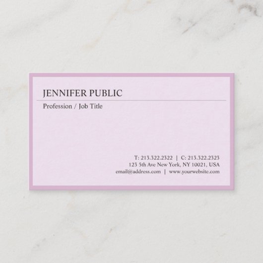 Creëer Uw eigen moderne, elegante ontwerpschone le Visitekaartje (Voorkant)