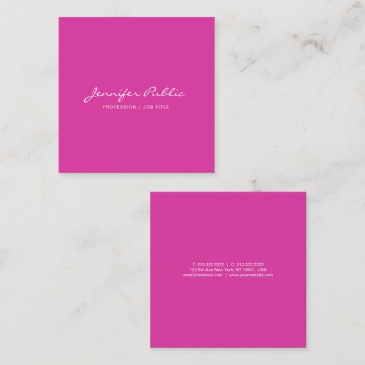 Creëer Uw eigen moderne, elegante roze Smart Vierkante Visitekaartje (Voorkant / Achterkant)