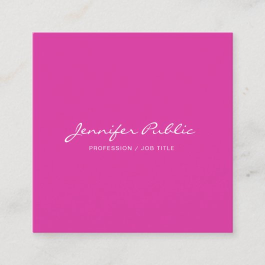 Creëer Uw eigen moderne, elegante roze Smart Vierkante Visitekaartje (Voorkant)