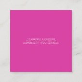 Creëer Uw eigen moderne, elegante roze Smart Vierkante Visitekaartje (Achterkant)