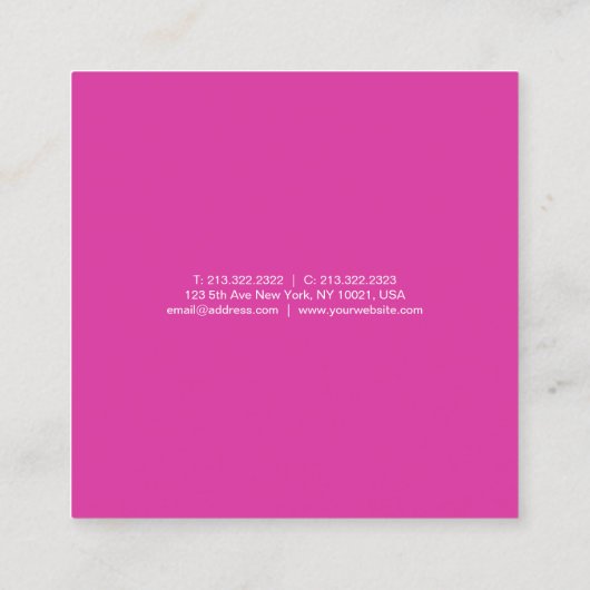 Creëer Uw eigen moderne, elegante roze Smart Vierkante Visitekaartje (Achterkant)