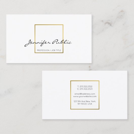 Creëer Uw eigen moderne, elegante witte goudschoon Visitekaartje (Voorkant / Achterkant)