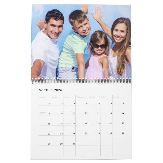 Creëer uw eigen moderne familiefoto Maandelijks gr Kalender (Mar 2026)