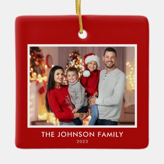 Creëer Uw eigen moderne gepersonaliseerde familief Keramisch Ornament (Voorkant)