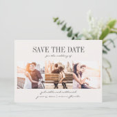 Creëer Uw eigen moderne, geschreven 3 foto Save The Date (Staand voorkant)