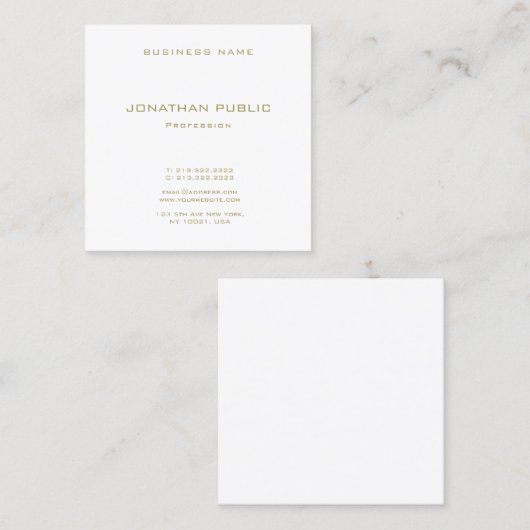 Creëer Uw eigen moderne Gold Font-tekst legant Vierkante Visitekaartje (Voorkant / Achterkant)
