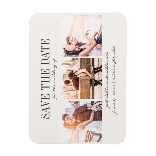 Creëer Uw eigen moderne handgeschreven 3 foto opsl Magneet (Verticaal)