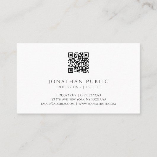 Creëer uw eigen moderne minimaal scanbare QR-code Visitekaartje (Achterkant)