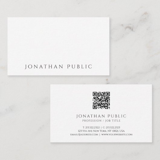 Creëer uw eigen moderne minimaal scanbare QR-code Visitekaartje (Voorkant / Achterkant)