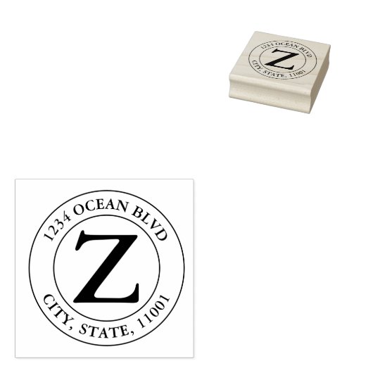 Creëer Uw eigen moderne monogram familienaam Rond Rubberstempel (Gestempeld)