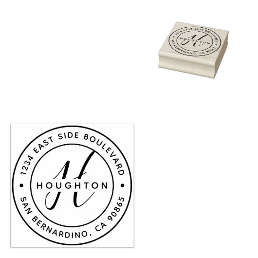 Creëer Uw eigen moderne monogram retouradres Rubberstempel (Gestempeld)