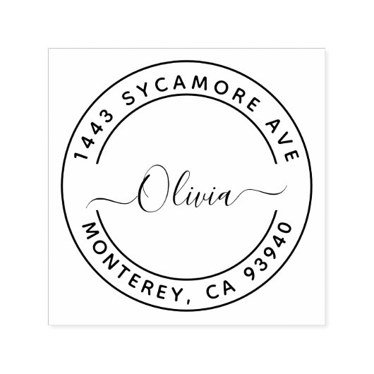 Creëer Uw eigen, moderne Ronde Adres Rubber Zelfinktende Stempel (Design)