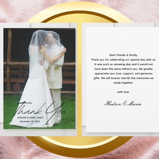 Creëer Uw Eigen Moderne Script Eenvoudige Fotobrui Bedankkaart