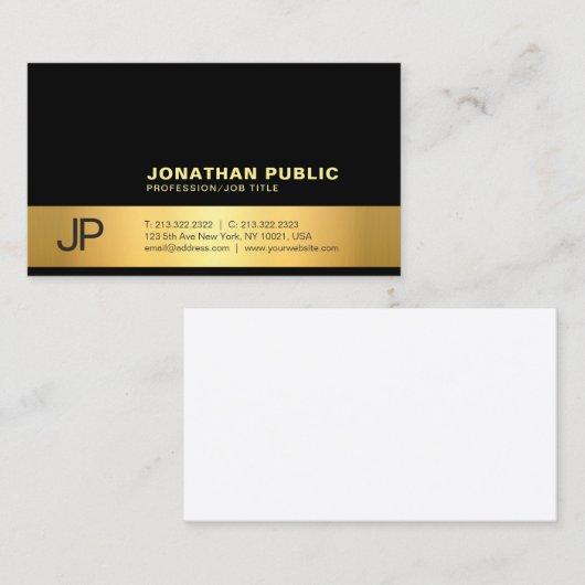 Creëer Uw eigen, moderne, stijlvolle goudmonogram Visitekaartje (Voorkant / Achterkant)