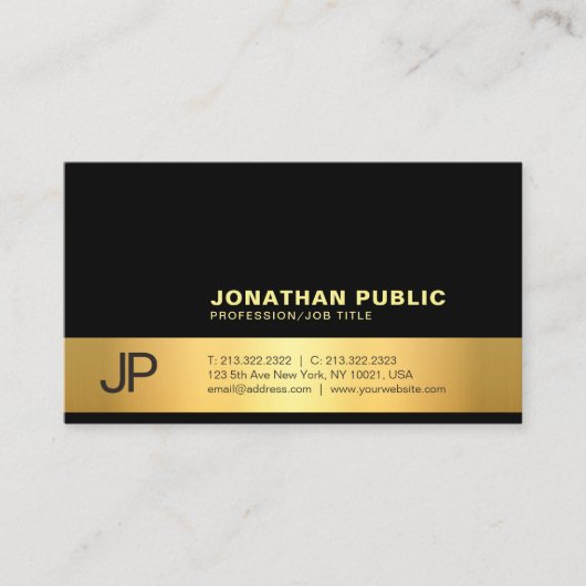 Creëer Uw eigen, moderne, stijlvolle goudmonogram Visitekaartje (Voorkant)