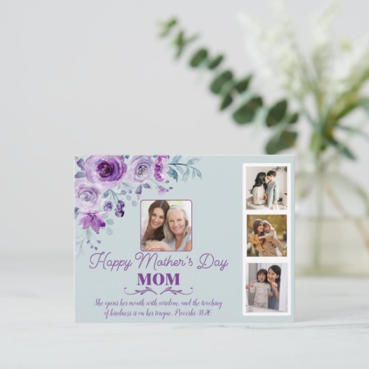 Creëer uw eigen Moederdag collage bloem Briefkaart (Staand voorkant)