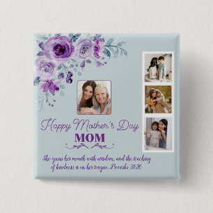 Creëer uw eigen Moederdag collage bloem Vierkante Button 5,1 Cm