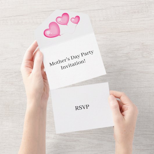 Creëer Uw eigen Moederdag RSVP White All In One Uitnodiging (Afscheurbaar)