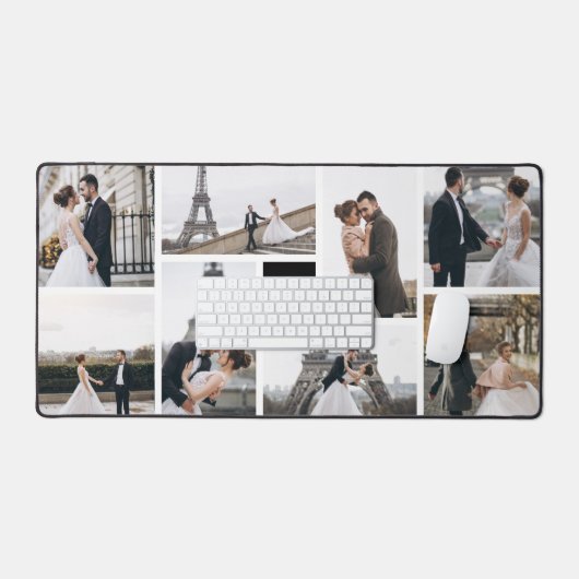Creëer Uw eigen monogram 8-foto collage Bureaumat (Keyboard & Muis)
