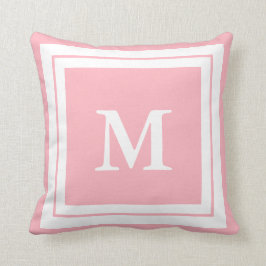 Creëer Uw eigen monogram Bleek Roze en Wit Kussen