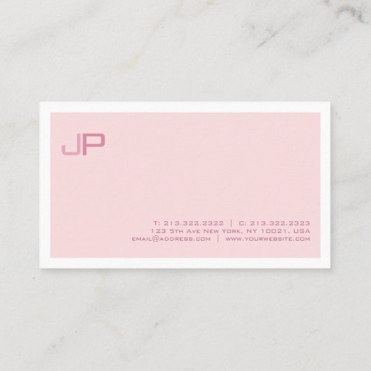 Creëer Uw eigen monogram Elegant Modern Roze Visitekaartje (Achterkant)