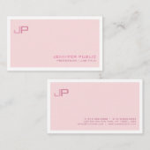 Creëer Uw eigen monogram Elegant Modern Roze Visitekaartje (Voorkant / Achterkant)