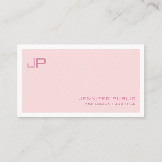 Creëer Uw eigen monogram Elegant Modern Roze Visitekaartje (Voorkant)