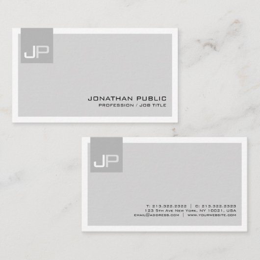 Creëer Uw eigen monogram Elegant Modern Visitekaartje (Voorkant / Achterkant)