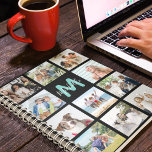Creëer Uw eigen monogram foto-inkuilplanner Planner<br><div class="desc">Creëer je eigen foto collage gepersonaliseerde monogram jaarlijkse planner. Met 11 vierkante afbeeldingen van uw keuze op een zwarte achtergrond die in elke kleur kan worden gewijzigd met het gereedschap 'Pas verder aan'.</div>