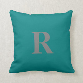 Creëer Uw eigen monogram grijs en Blauwgroen piloo Kussen