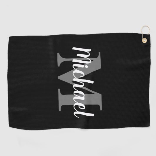 Creëer Uw Eigen Monogram Initiaal Naam Golfhanddoe Golfhanddoek (Horizontaal)