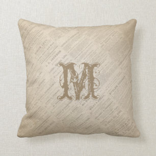 Creëer Uw eigen  monogram Krantenblad Pillow Kussen