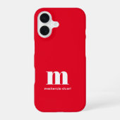 Creëer Uw eigen monogram Moderne Initialen Rood iPhone 16 Hoesje (Achterkant)
