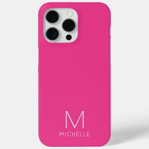 Creëer Uw Eigen Monogram Moderne Sjabloon Roze iPhone 15 Pro Max Hoesje