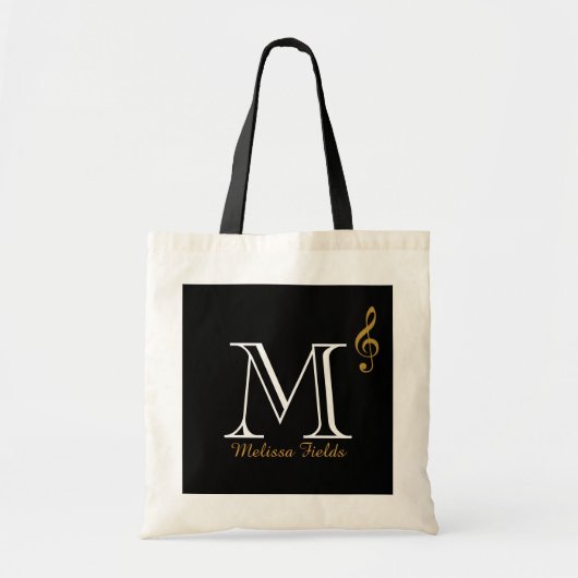 creëer uw eigen monogram muziek tote bag (Voorkant)