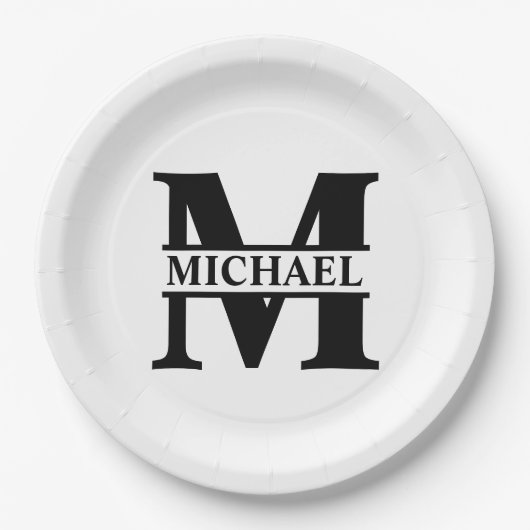 Creëer Uw eigen monogram Papieren Bordje (Voorkant)