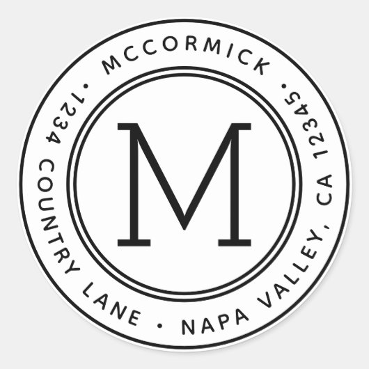 Creëer Uw eigen monogram retouradres Ronde Sticker (Voorkant)