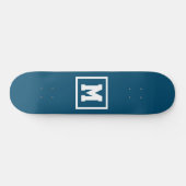 Creëer Uw eigen monogram Sjabloon Blauw en Wit Persoonlijk Skateboard (Horizontaal)